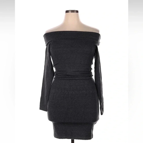 Guess | Women's Gray Off the Shoulder Ines Sheath Sweater Dress Size XL NWT - Picture 2 of 5